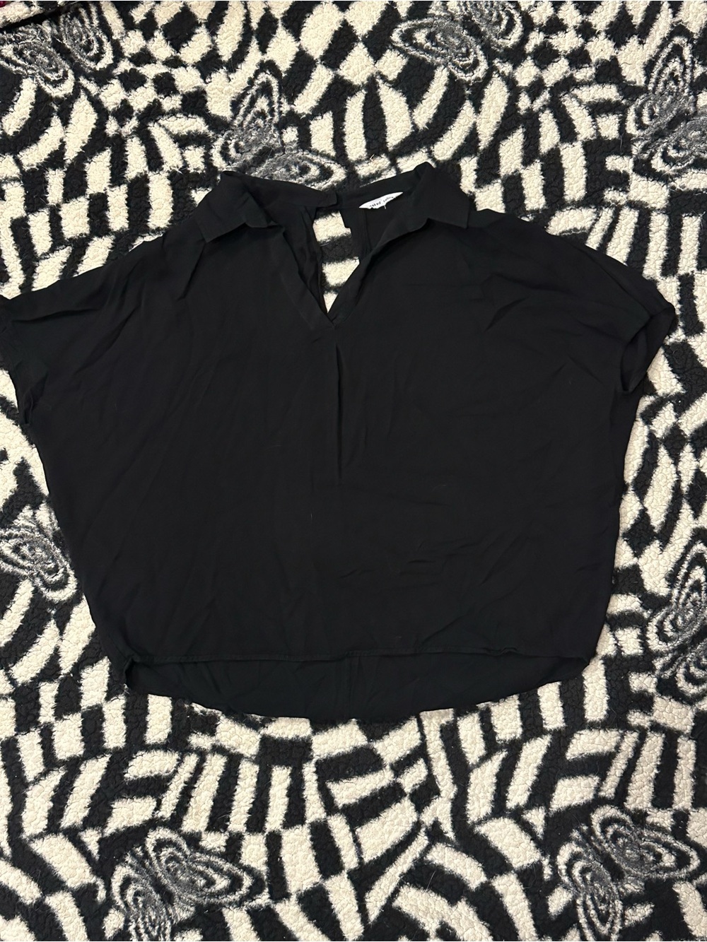 Black Women's Split-Neck Top - Naked Zebra